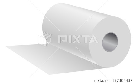 White paper roll. Blank round realistic mockup 137305437