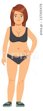 Sad overweight woman. Female body shaming concept Sad overweight woman. Female body shaming concept 137305479