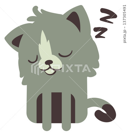 Sleeping kitten color icon. Cute pet character 137305491