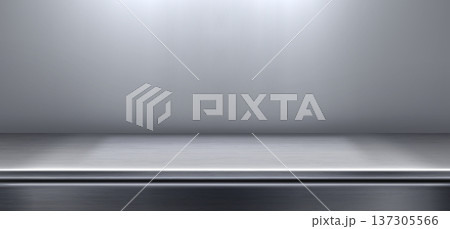 Steel kitchen counter with shiny metal surface Steel kitchen counter with shiny metal surface 137305566