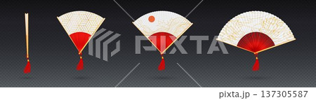 Japanese fan with traditional ornate paper design Japanese fan with traditional ornate paper design 137305587
