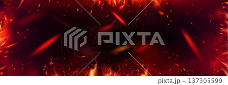 Realistic fire flames with glowing sparks, smoke Realistic fire flames with glowing sparks, smoke 137305599