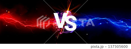 Vs background, blue red smoke effect and lightning Vs background, blue red smoke effect and lightning 137305600