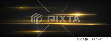 Bright golden laser beam streaks, isolated flares 137305607