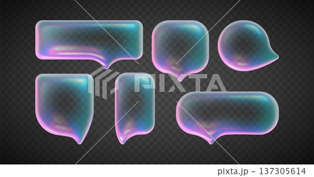 Transparent glass speech holographic bubbles Transparent glass speech holographic bubbles 137305614