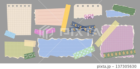 Cute school paper notes set isolated on background 137305630