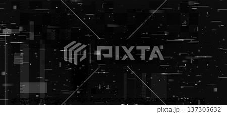 Glitch effect black bg with digital pixel noise 137305632
