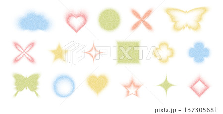 Grainy gradient shapes, noisy halftone patterns 137305681
