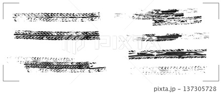 Black tire track marks isolated on white 137305728