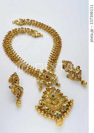 Indian Gold jewelry photo shoot 137306111