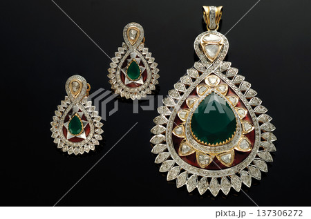 Indian Gold jewelry photo shoot 137306272