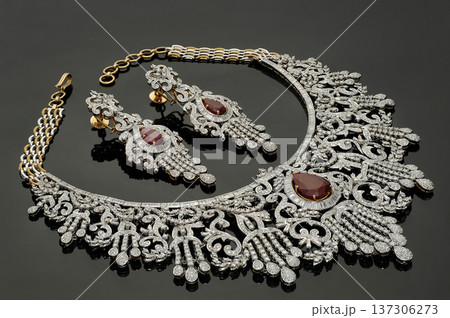 Indian Gold jewelry photo shoot 137306273