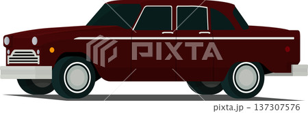 Classic old car angled front side view illustration 137307576