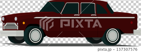 Classic old car angled front side view illustration 137307576