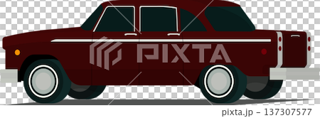 Classic old car angled rear side view illustration Classic old car angled rear side view illustration 137307577
