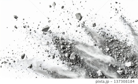 Exploding Gray Stones with Dust Particles...のイラスト素材 [137308184] - PIXTA