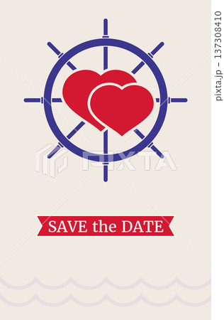 Romantic nautical wedding invitation template. Summer card Romantic nautical wedding invitation template. Summer card 137308410