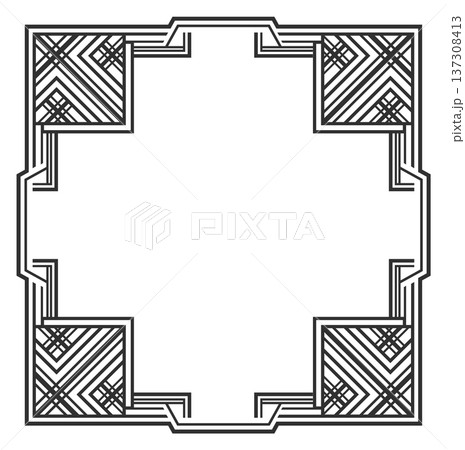 Geometric decorative border. Square art deco frame 137308413