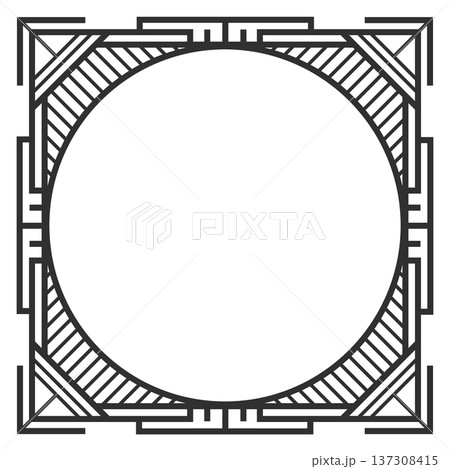 Decorative square frame in retro modern line style 137308415