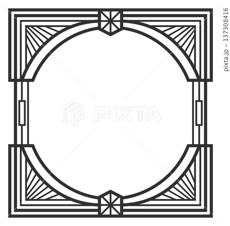 Vintage frame in art deco style. Decorative emblem 137308416