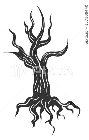 Tree trunk black icon. Old wood bark 137308440