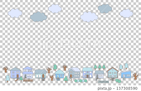 Winter townscape frame background material_edge 137308590