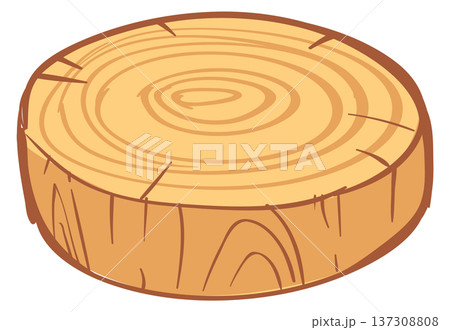 Round wooden section. Tree trunk slab icon Round wooden section. Tree trunk slab icon 137308808