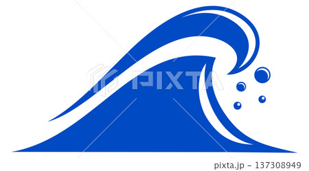 Storm wave icon. Blue clean liquid logo 137308949
