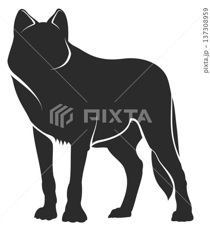 Wolf black tattoo. Forest tribal beast icon Wolf black tattoo. Forest tribal beast icon 137308959