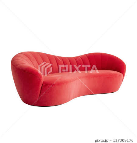 Modern Sofa Design in Vibrant Orange Color Placed in a Minimalist Room Setting 137309176