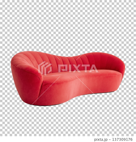 Modern Sofa Design in Vibrant Orange Color Placed in a Minimalist Room Setting 137309176