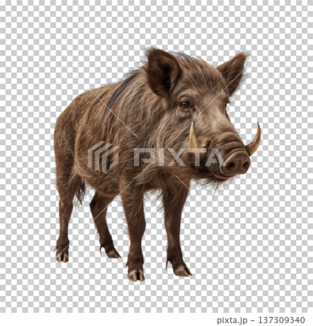 Wild Boar Stands in a Clear Area During Daytime in a Natural Setting 137309340