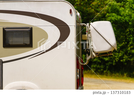 Camper with storage box on back 137310183