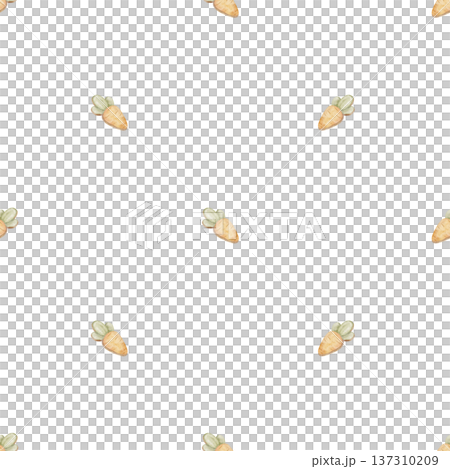 Pattern of carrot gingerbread with icing, Easter treat. Watercolor illustrations of bunny food in children's style. Seamless print, hand-drawn, isolated from background for design, textiles wallpaper Pattern of carrot gingerbread with icing, Easter treat. Watercolor illustrations of bunny food in children's style. Seamless print, hand-drawn, isolated from background for design, textiles wallpaper 137310209
