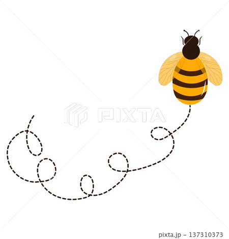 Cute Flying Bee with Dotted Trail Line 137310373