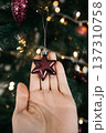 christmas decoration. hand holding christmas star 137310758