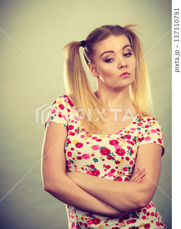 Young teenage woman being offended got the hump Young teenage woman being offended got the hump 137310791