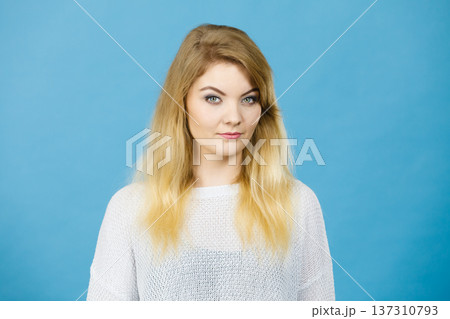 Portrait of feminine blonde young woman Portrait of feminine blonde young woman 137310793