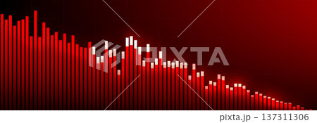 Stock Downturn Trend Red Graph Report. Downward Growth Financial Crisis Chart. Global Finance Collapse. Sanctions Tariffs Consequences, Trade War, Presentation Background Design. Vector Illustration 137311306