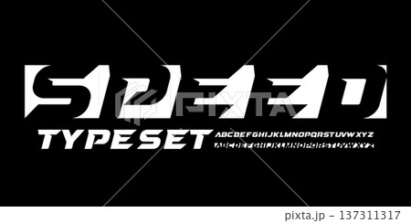 Speed Race Font Logo Alphabet, Run Gym Letter Set Modern Typography. Bold Italic Typographic Design for Dynamic Title, Automotive Headline, Type Symbol Logotype, Sports Fonts. Vector Typeface 137311317