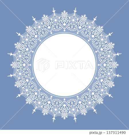 Lace Seamless Pattern Circle Frame 137311490