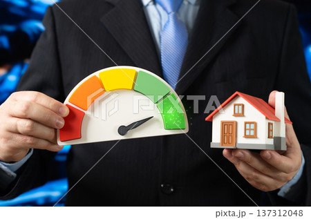 High energy efficiency of a private home. Autonomy and low utility costs. Sustainable living concept with renewable energy smart home technology and cost saving solutions. 137312048