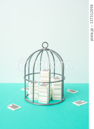 Mountains of documentation and reports under a hood. Classified reports, corporate secrets. NDA agreement and confidential information security concept in business intelligence and data protection. 137312056