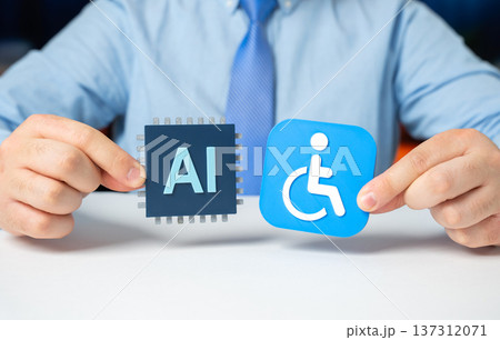 Implementation of AI to assist individuals with disabilities. New technological solutions including smart prosthetics implants and adaptive digital healthcare innovation. Implementation of AI to assist individuals with disabilities. New technological solutions including smart prosthetics implants and adaptive digital healthcare innovation. 137312071