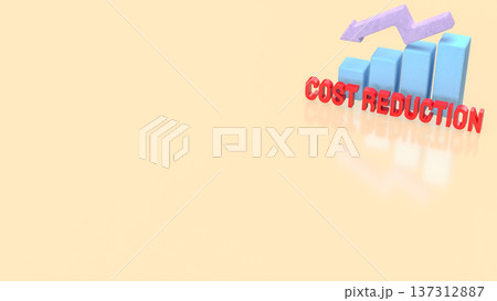 Cost Reduction Concept with Downward Arrow and Bar Chart 3d render. 137312887