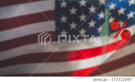 US Interest Rate Policy Concept with Statue and Percent 3d render. US Interest Rate Policy Concept with Statue and Percent 3d render. 137312897