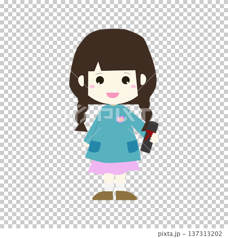 Illustration of a girl holding a diploma (graduation image) 137313202