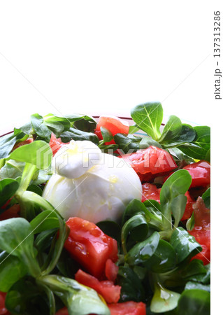 Burrata with Tomato and Avocado Salad 137313286