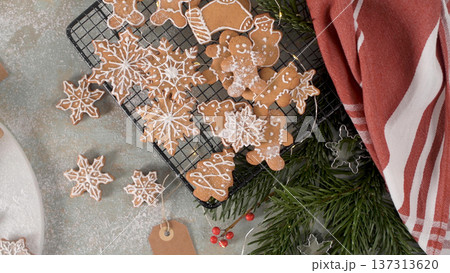 Christmas cookies on kitchen countertop 137313620