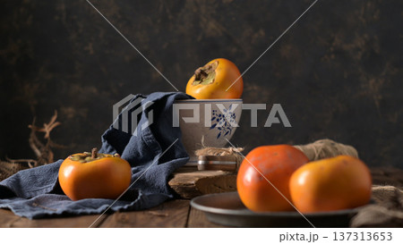 Autumnal Persimmon Still Life Autumnal Persimmon Still Life 137313653
